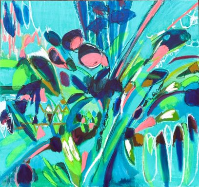 "Im Fluss des Gartens" 2026 Acryl, Ölfarbe auf Leinwand 150 X 140